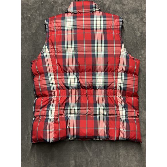 Lands’ End Puffer Vest Woman’s XL 18 Plaid Red Navy Down Feather Outdoor Holiday - Picture 8 of 9